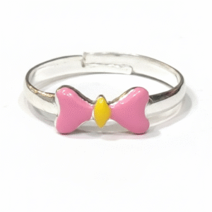 Pink Enamel Bow Ring For Kids