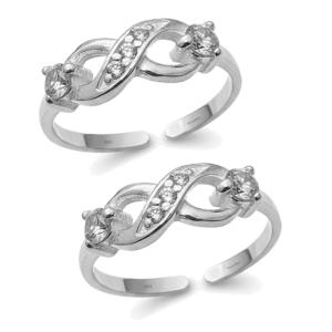 CZ Infinity Toe Ring with Sparkling Cubic Zirconia Stones in Diamond-Shaped Design