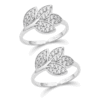 cz leaf design adjustable toe rings with cluster stones