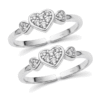 Triple heart CZ toe rings with cubic zirconia, adjustable