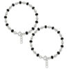 Evergreen Baby Nazariya Bracelets - Pair of Sterling Silver Baby Bangles with Black Beads